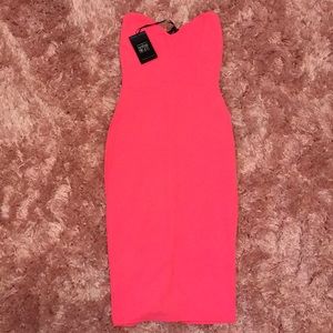 Boohoo Bright Pink Midi Dress - US Size 4 - NWT